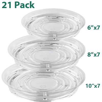 #ad 20 PCS Clear Plastic Plant Saucer Drip Trays Plate Dish 6quot; 8quot; 10quot; 12quot; Bulk