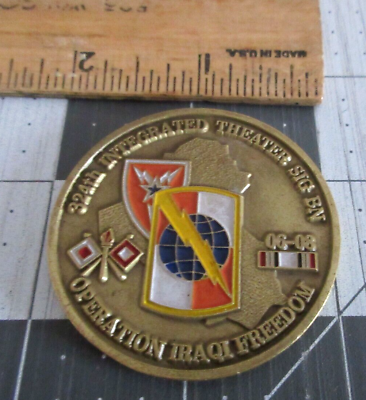 #ad 324TH SIGNAL BATTALION INTEGRATED THEATER ARMY OIF IRAQ US CHALLENGE COIN