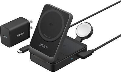#ad Anker MagGo 3 in 1 Wireless Charging Station Qi2 Certified 15W MagSafe for Apple