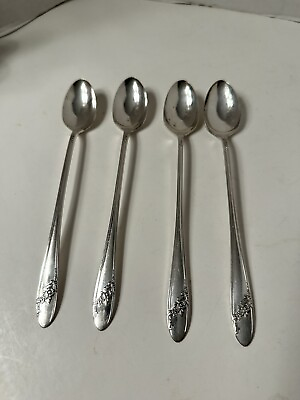 #ad Queen Bess by Oneida Community Silver Plate Set of 4 Iced Tea Spoons 1940#x27;s