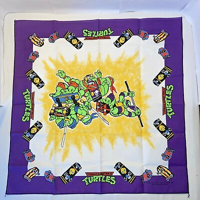 #ad TMNT Teenage Mutant Ninja Turtles Bandana Handkerchief 1990 Skateboards NEW