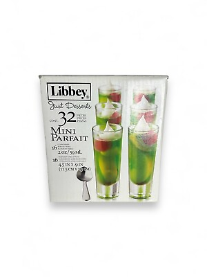 #ad Libbey Glass Just Desserts 32 pc Parfait or shooter Set w Spoons NEW IN BOX