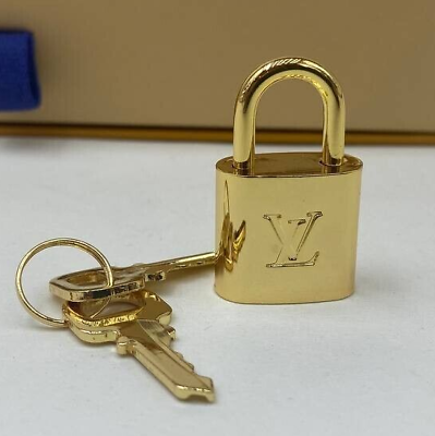 #ad Louis Vuitton PadLock shinny Gold Lock amp;2 Key Brass Authentic Number 315