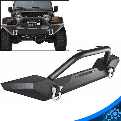 #ad Front Bumper For Jeep Wrangler 87 06 TJ YJ W Winch Plate D Rings Rock Crawler