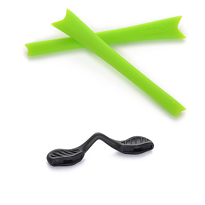 #ad #ad New Walleva Green Earsocks Black Nosepads For Oakley Radar Sunglasses