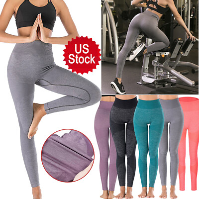 #ad Womens Stretch High Waisted Leggings Long Workout Yoga Pant Butt Lift Sport USA