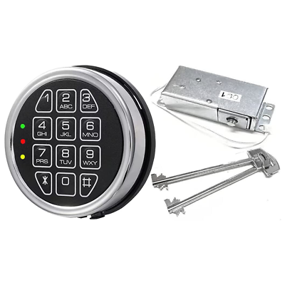 #ad Gun Safe lock Replacement Chrome Keypad with Solenoid Lock amp; 2 Override Keys