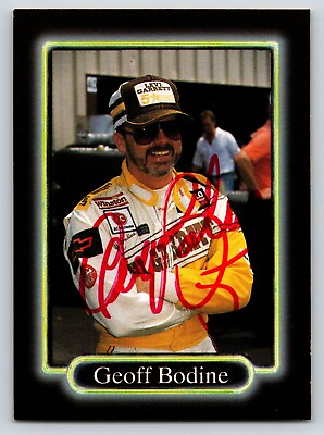 #ad Geoff Bodine Signed Card NASCAR 1990 MAXX In Person Autograph