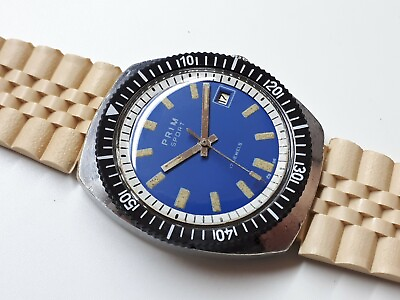 #ad Rare Blue PRIM SPORT II Men#x27;s Mechanical Hand Winding Watch Czechoslovakia