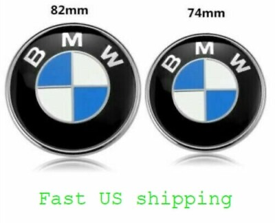 #ad 2PC Front Hood Rear Trunk 82mm 74mm for BMW Badge Emblem 51148132375
