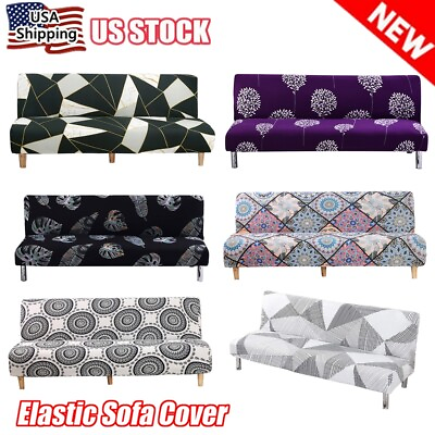 #ad Stretch Armless Sofa Bed Cover Full Folding Couch Futon Slipcover Home Decor