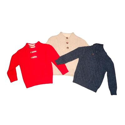 #ad 3 Toddler Boys Cat amp; Jack Pullover Cable Knit Sweaters Blue Red amp; Beige 3T 4T