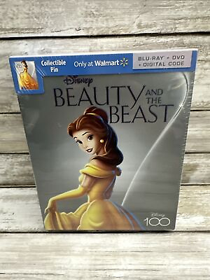 #ad Beauty and The Beast Disney 100 Edition Blu Ray amp; DVD with Collectible Pin New