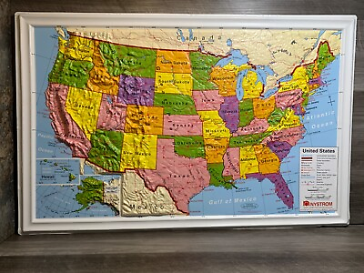 #ad Nystrom Raised Relief United States Map Vintage Markable 18quot; x 28quot;