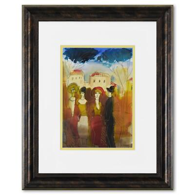 #ad Moshe Leider Framed Original Mixed Media Watercolor Painting Hand Signed
