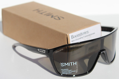 #ad SMITH OPTICS Boomtown POLARIZED Sunglasses Black ChromaPop Gray Green NEW $199