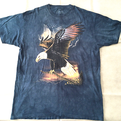 #ad The Mountain Shirt Adult 2 Extra Large Blue Eagle Short Sleeves Outdoor Mens