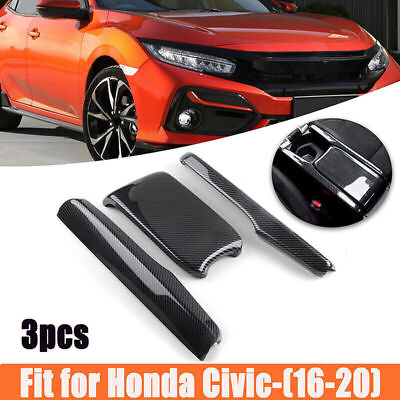 #ad For 2016 2021 2020 CIVIC Carbon Fiber Interior Central Armrest Covers Box Panel
