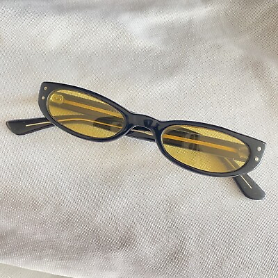 #ad MCM Vintage 60s Mod Black with Yellow Lenses Sunglasses made in JAPAN