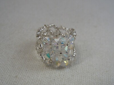 #ad Crystal Glass Bead Ring Size 8 A68