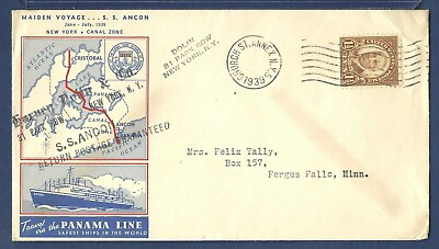#ad S.S. ANCON of the Panama Line Paquebot Naval Cover $7.00