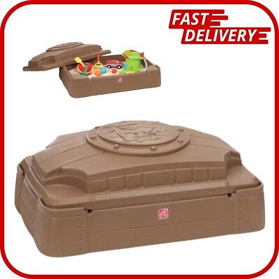 #ad Play and Store Sandbox Brown Plastic Kids Outdoor Toy with Cover