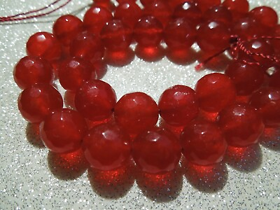 #ad AAA Real Red Ruby Faceted Round 38 Beads 10mm 15quot; Strand 240 carat Free Shipping