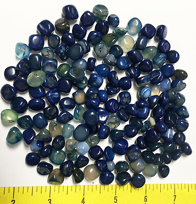 #ad AGATE Blue dyed and polished stones size 1 4quot; to 3 4quot; 1 2 lb