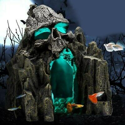 #ad Aquarium Skull Cave Fish Tank Ornament Decoration Artificial Resin Mountain Rock