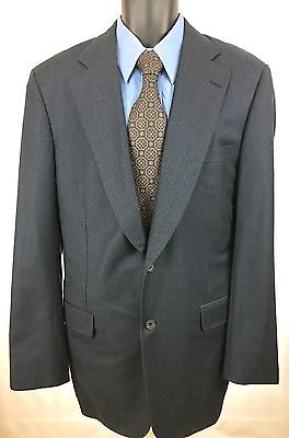#ad PAUL STUART Navy 100% Wool Super 100#x27;s Two Button Suit Blazer Jacket Sz 42 XLong