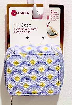 #ad NWT: Miamica Faux Leather Geometric Zip around Pill Case 8 sections