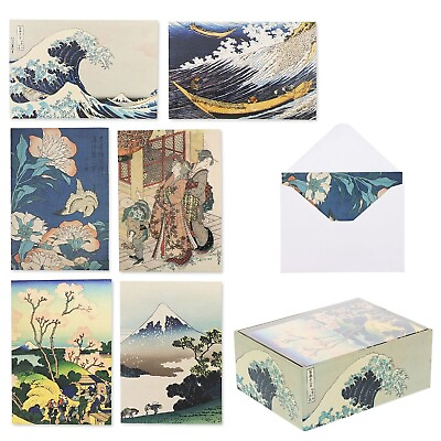 #ad 36x Assorted Japanese Hokusai Painting All Occasion Greeting Cards w Envelopes