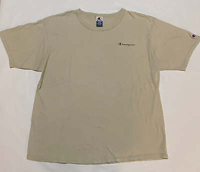 #ad Vintage 90#x27;s Champion Logo Spellout T Shirt Mens Size XL Beige Essential