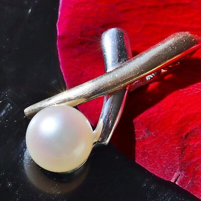 #ad 14k multi tone gold pendant 7mm Akoya cultured pearl vintage handmade 1.9g N888
