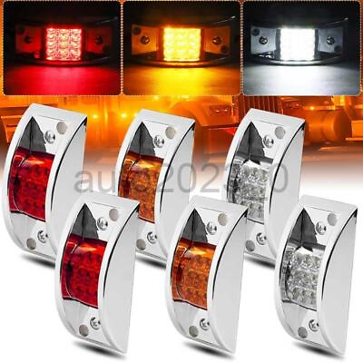 #ad Red Yellow White 12 LED Sealed Chrome Side Marker Truck Trailer Clearance Lights