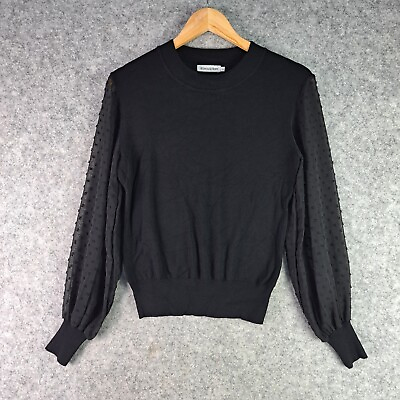 #ad Atmos amp; Here Top Womens 10 Black Long Sleeve Crew Neck Blouse 5766