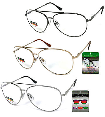 #ad Multi Focal Reading Glasses 3 Strengths in 1 Reader Pilot Spring Hinges
