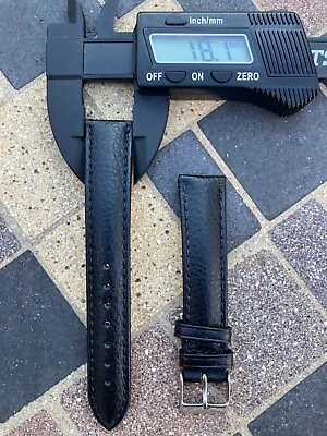 #ad Black Leather Watch Strap
