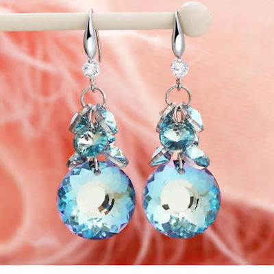 #ad Topaz Crystal Dangle Drop Hook Dainty Fashion Beauty Earrings Valentines Gift