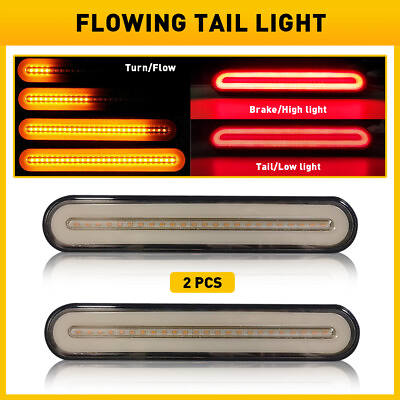 #ad 2X LED Brake Stop Turn Signal Flowing Sequential Tail Light Strip Bar RedYellow $23.99