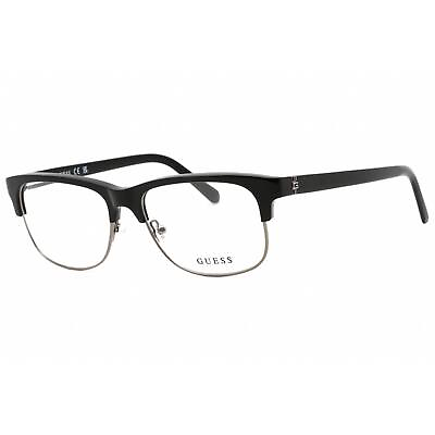 #ad Guess Men#x27;s Eyeglasses Clear Demo Lens Shiny Black Rectangular Frame GU50081 001