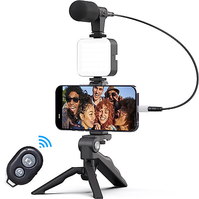 #ad Smartphone Vlogging Kit for iPhone Android w LightMicrophoneTripodHolder