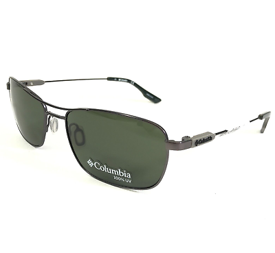 #ad Columbia Sunglasses Pilot Peak C116S 074 Matte Gunmetal Aviators Green Lenses