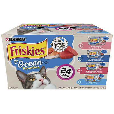 #ad Purina Friskies Ocean Favorites Wet Cat Food Variety Pack 5.5 oz Cans 24 Pack