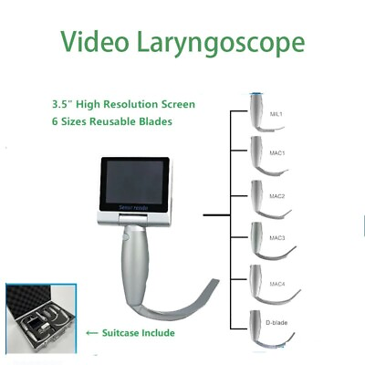 #ad 3.5 Inch High Resolution Touch Screen Laryngoscope 6 Size Reusable
