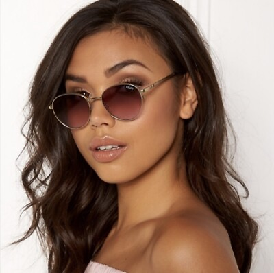 #ad Quay Australia Crazy Love Sunglasses Round Gold Purple Lens Boho Womans Rare