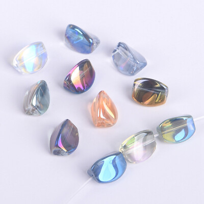 #ad 10pcs Triangle Twist 12x8mm Plated Crystal Glass Loose Beads For Jewelry Making