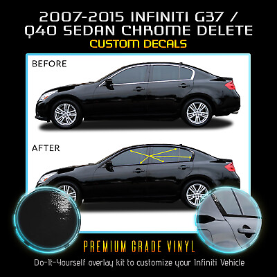 #ad Fit 07 15 Infiniti G35 G37 Q40 Sedan Window Chrome Delete Blackout Glossy Black