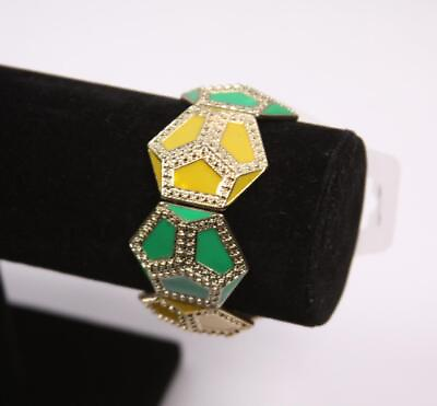#ad Green Yellow Gold Tone Hexagon Bracelet Fashion Costume Jewelry JXTH New