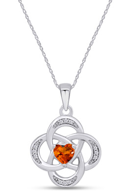 #ad Celtic Knot Pendant 18quot; Necklace Simulated Birthstone 14K White Gold Plated $60.66
